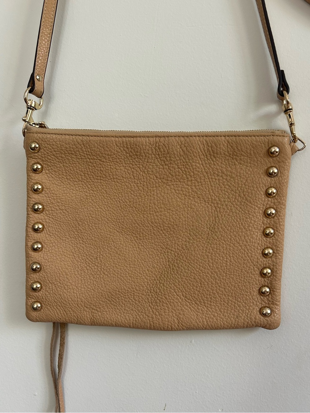 Rebecca Minkoff Tan Leather Crossbody Bag with Gold Stud Accents EUC